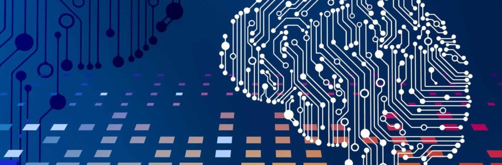 a computer circuit board with a brain on it