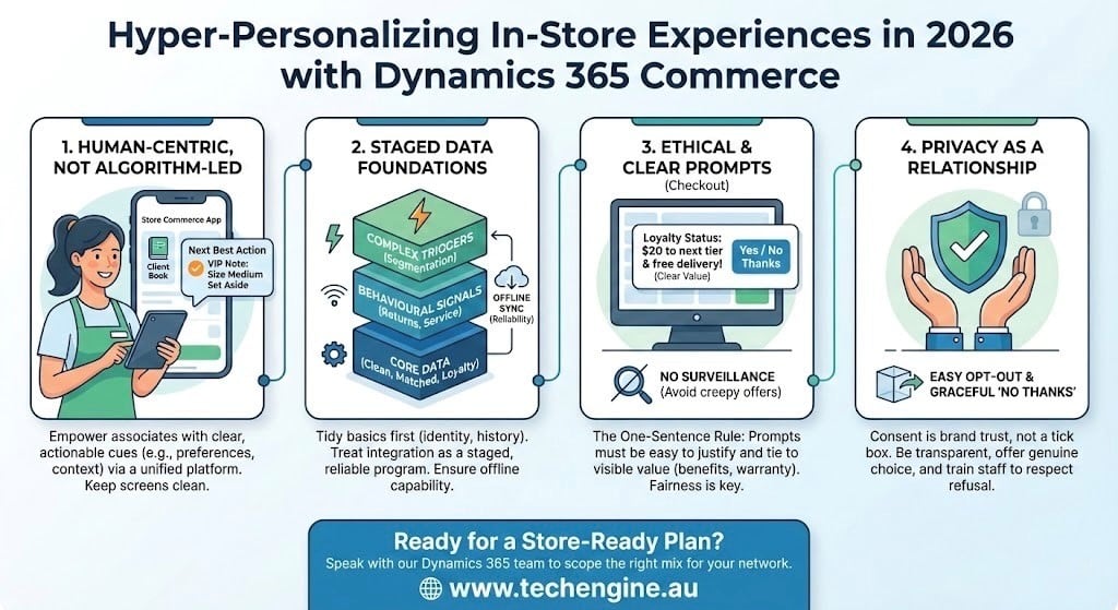 Microsoft D365 infographic for hyper personalized in store experience 2026 Tech Engine Australia