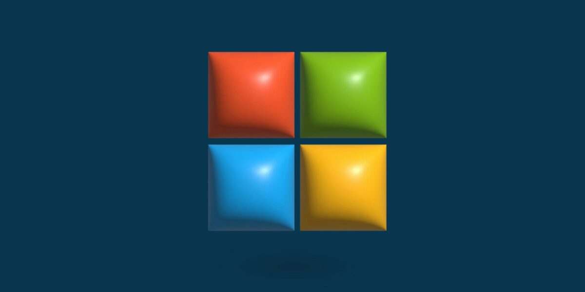 a blue background with four different colored squares